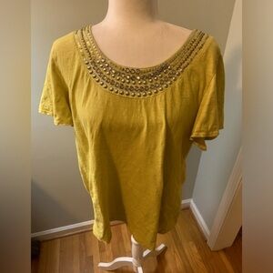 JM Collection yellow Cotton tunic, size L
